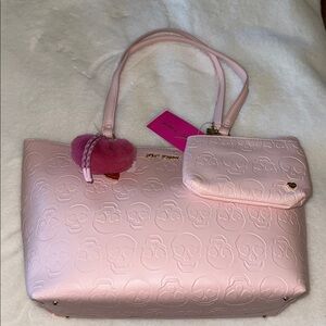 Betsy Johnson 2026Baby  Pink skull Embossed Handbag with detachable pouch